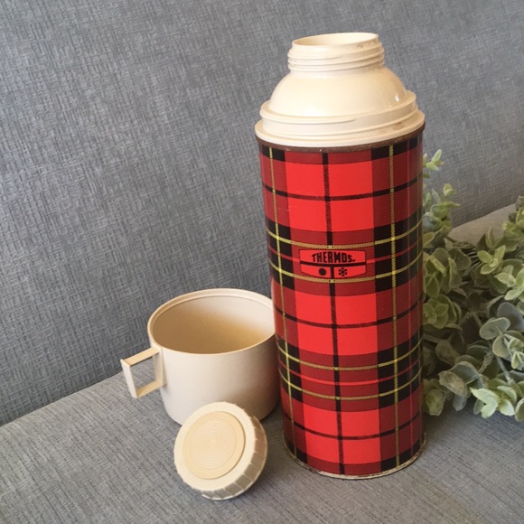 plaid thermos